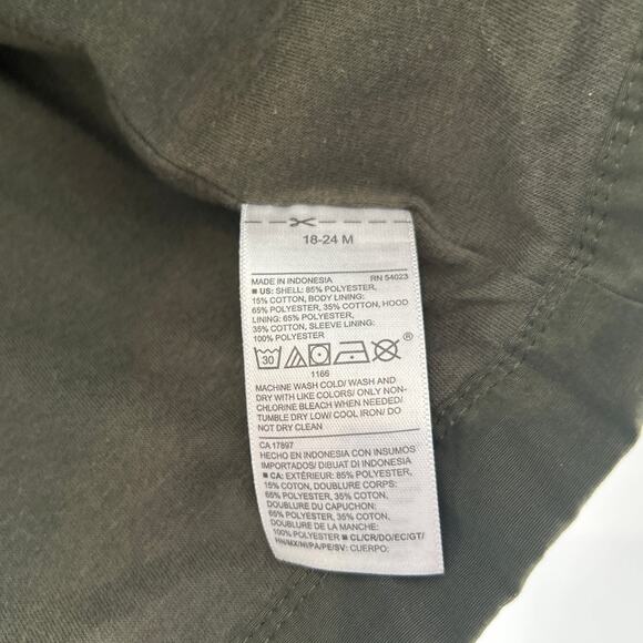 Old Navy Hooded Jacket Dark Green Gender-Neutral Lightweight Coat, 18–24 Months - Picture 3 of 4